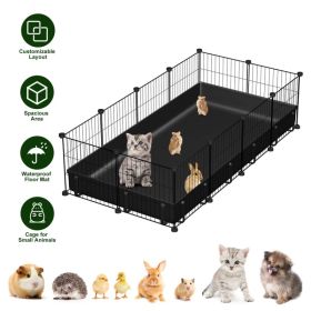 DIY Assemble Metal Small Pet Play Enclosure Multiple Layout Options,Small Animal Playpen DIY Metal Pet Enclosure with 20 Panels Waterproof Floor Mat f