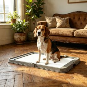 Pee Pad Holder Foldable Dog Litter Box with 3 Disposable Pads, 33.9" x 24.4"