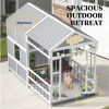 Outdoor dog house, wooden dog house