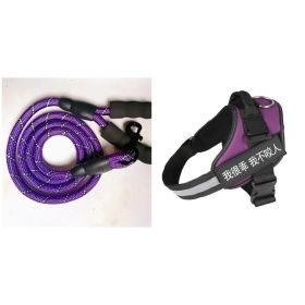 Fashion Simple Pet Leash Chest Strap Set (Option: Purple-XL)