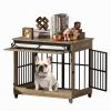 38" Dog Crate Furniture, Double Door Wooden Indoor Dog Kennel Furniture, Size L